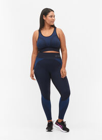 Seamless træningstights med striber, Black w. Blue Depths, Model