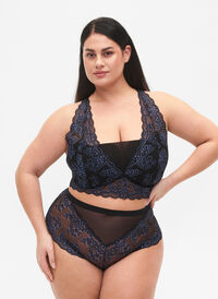 Blonde trusse med høj talje, Black w. blue lace, Model