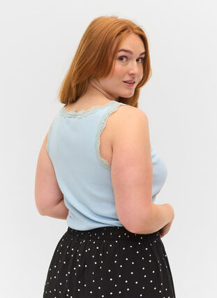 Top med blondekant, Cashmere Blue, Model image number 1