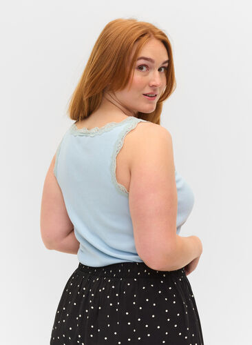 Top med blondekant, Cashmere Blue, Model image number 1
