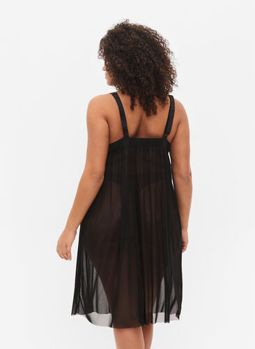 Mesh natkjole med string, Black, Model image number 1