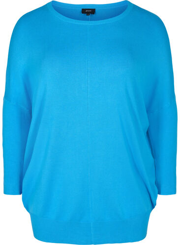 Strikket tunika i viskoseblanding, Malibu Blue, Packshot image number 0