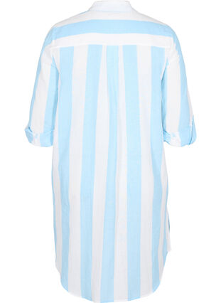 Stribet bomuldsskjorte med 3/4 ærmer, Blue Bell Stripe, Packshot image number 1