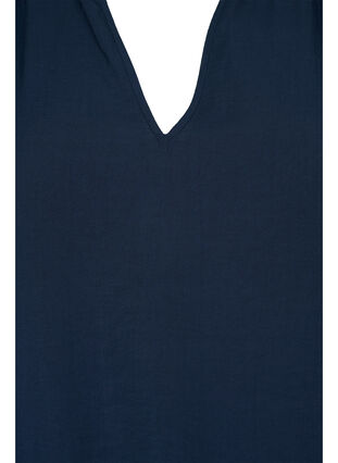 Viskosebluse med lange ærmer og smock, Navy Blazer, Packshot image number 2