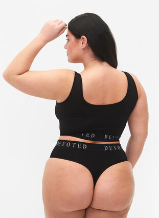Seamless g-streng med tekstprint, Black, Model image number 1