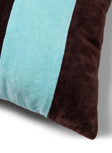 Stribet pudebetræk i velour, Seal Brown Comb, Packshot image number 2