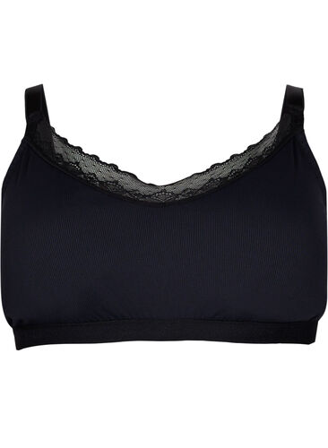 Rib bh med blonder, Black, Packshot image number 0