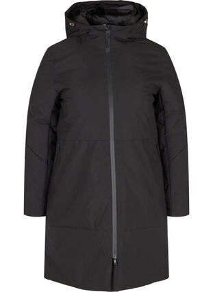 Vinterjakke med justerbar talje, Black, Packshot image number 0