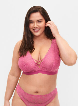 Støt Brysterne - Blonde bh med string-detaljer, Rose, Model image number 0