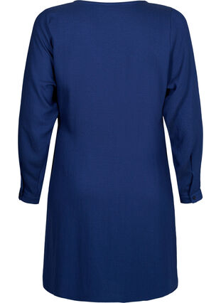 Langærmet kjole i viskose med wrap-look, Medieval Blue, Packshot image number 1