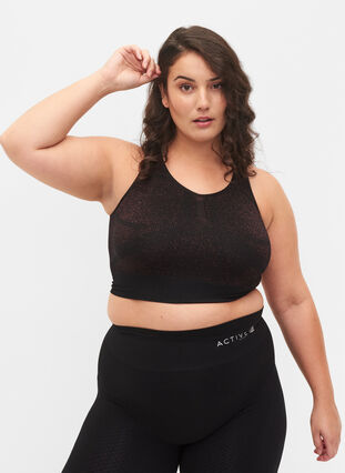Seamless sports bh med glitter, Black w. RoseGold L., Model image number 0
