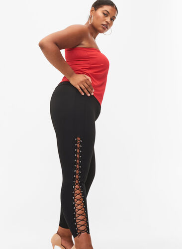 Leggings med snøre, Black, Model image number 2