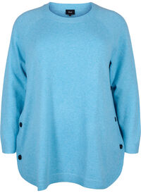 Meleret strikbluse med knappedetaljer