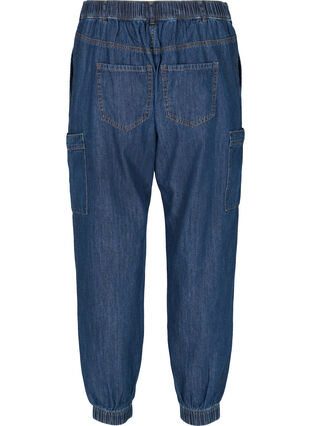 Cargojeans med lommer, Dark blue denim, Packshot image number 1