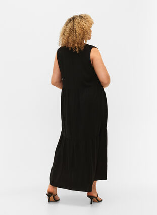 Ærmeløs maxikjole i viskose, Black, Model image number 1