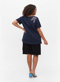 Viskose bermuda shorts med lommer, Black, Model