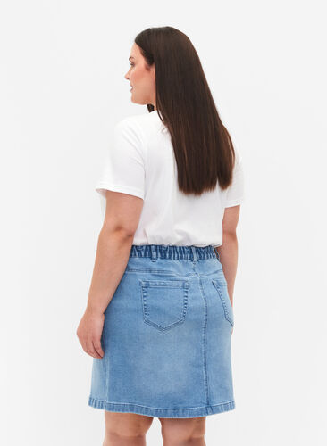 Denim nederdel med a-form, Light blue denim, Model image number 1