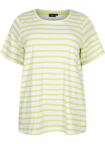 Kriminel farve farligt Stribet bomulds t-shirt - Grøn - Str. 42-60 - PlusLet