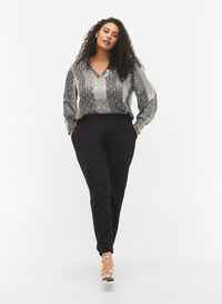 Ensfarvede bukser med straight fit, Black, Model