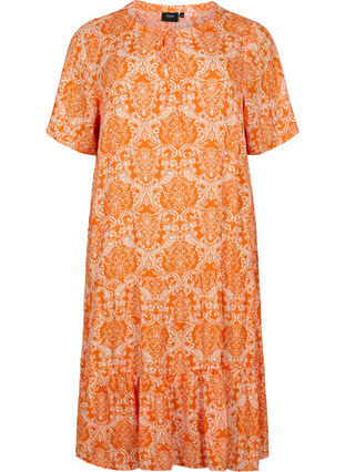 Kortærmet viskose kjole med print, Exuberance Oriental, Packshot image number 0