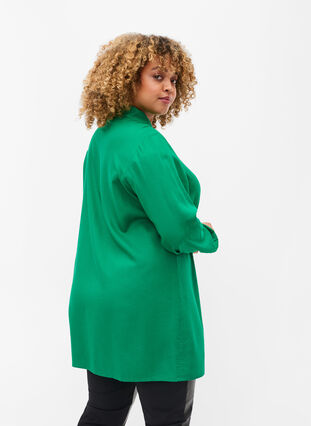 Langærmet viskose bluse med skjortekrave, Jolly Green, Model image number 1