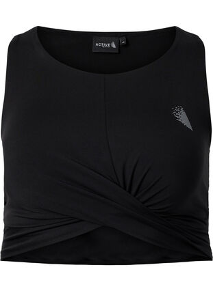 Sports bh med krydsdetalje, Black, Packshot image number 0