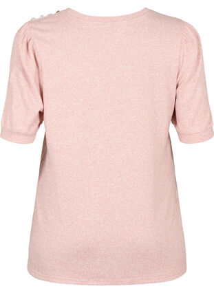 Bluse med korte pufærmer, Old Rose Mél, Packshot image number 1