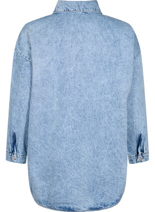 Løstsiddende denimjakke med knapper, Light blue denim, Packshot image number 1