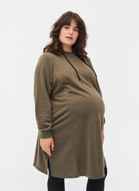 Graviditets sweatkjole med hætte, Ivy Green, Model