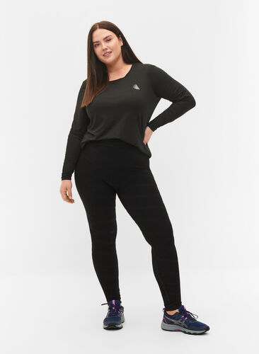 Seamless træningstights med strukturmønster, Black, Model image number 0