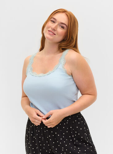 Top med blondekant, Cashmere Blue, Model image number 0