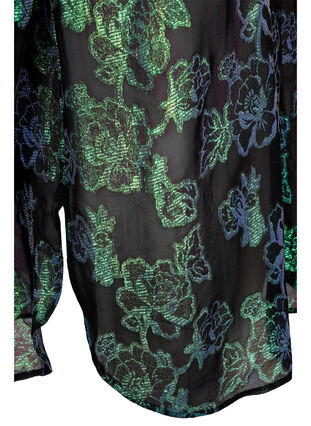 Lang viskoseskjorte med lurex struktur, Black W. Green Lurex, Packshot image number 3