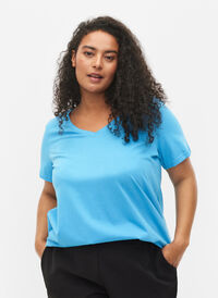 2-pak basis t-shirt i bomuld, Bonnie Blue/Black, Model