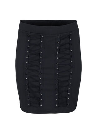 Tætsiddende nederdel med snøre, Black, Packshot image number 0