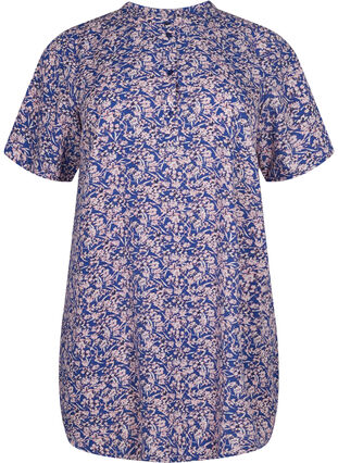 FLASH - Printet tunika med korte ærmer, Strong Blue Flower, Packshot image number 0