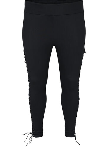 Leggings med snøre, Black, Packshot image number 0