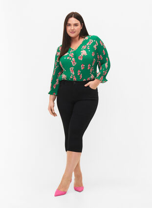 Plisseret bluse med 3/4 ærmer, Jolly Green Flower, Model image number 2