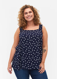 Printet viskosetop med a-shape, Peacoat Dot, Model
