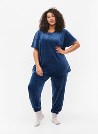 Løse bukser i velour, Insignia Blue, Model