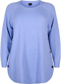 Meleret strikbluse med knappedetaljer