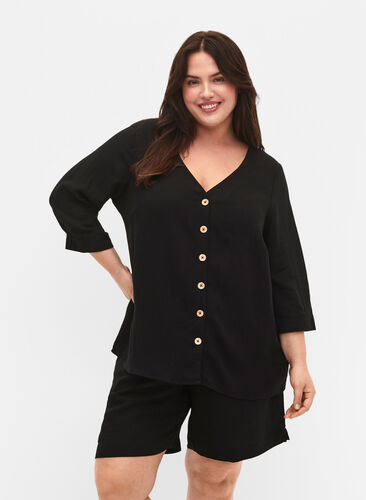 bluse med og - Sort - Str. 42-60 - PlusLet