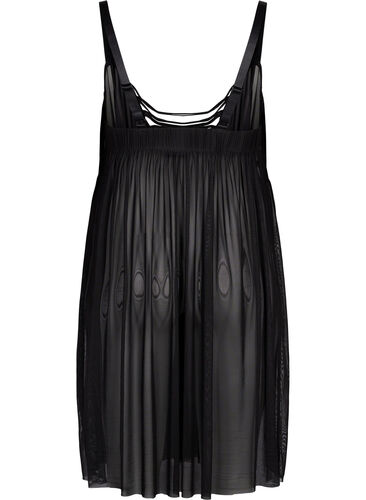 Mesh natkjole med string, Black, Packshot image number 1