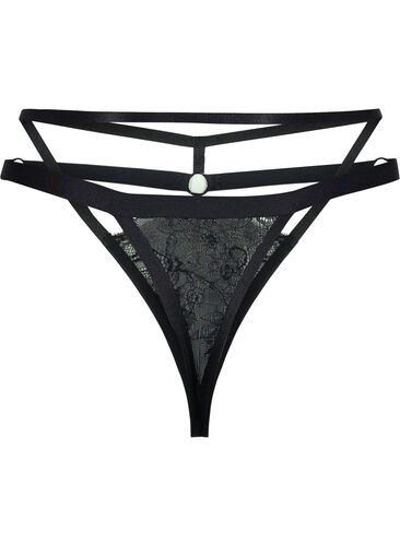 G-streng med string og blonder, Black, Packshot image number 1