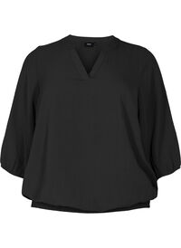 Bluse med smock og 3/4 ærmer