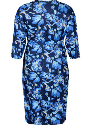Blomstret graviditets kimono med 3/4 ærmer, Blue Flower Print, Packshot image number 1