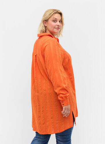 Lang stribet skjorte med lange ærmer, Harvest Pumpkin, Model image number 1