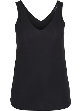 Basis top i rib med v-udskæring, Black, Packshot image number 0
