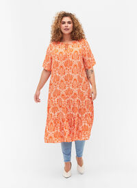 Kortærmet viskose kjole med print, Exuberance Oriental, Model