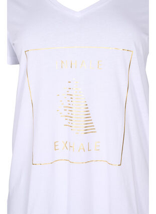 Bomulds trænings t-shirt med tryk, White w. inhale logo, Packshot image number 2